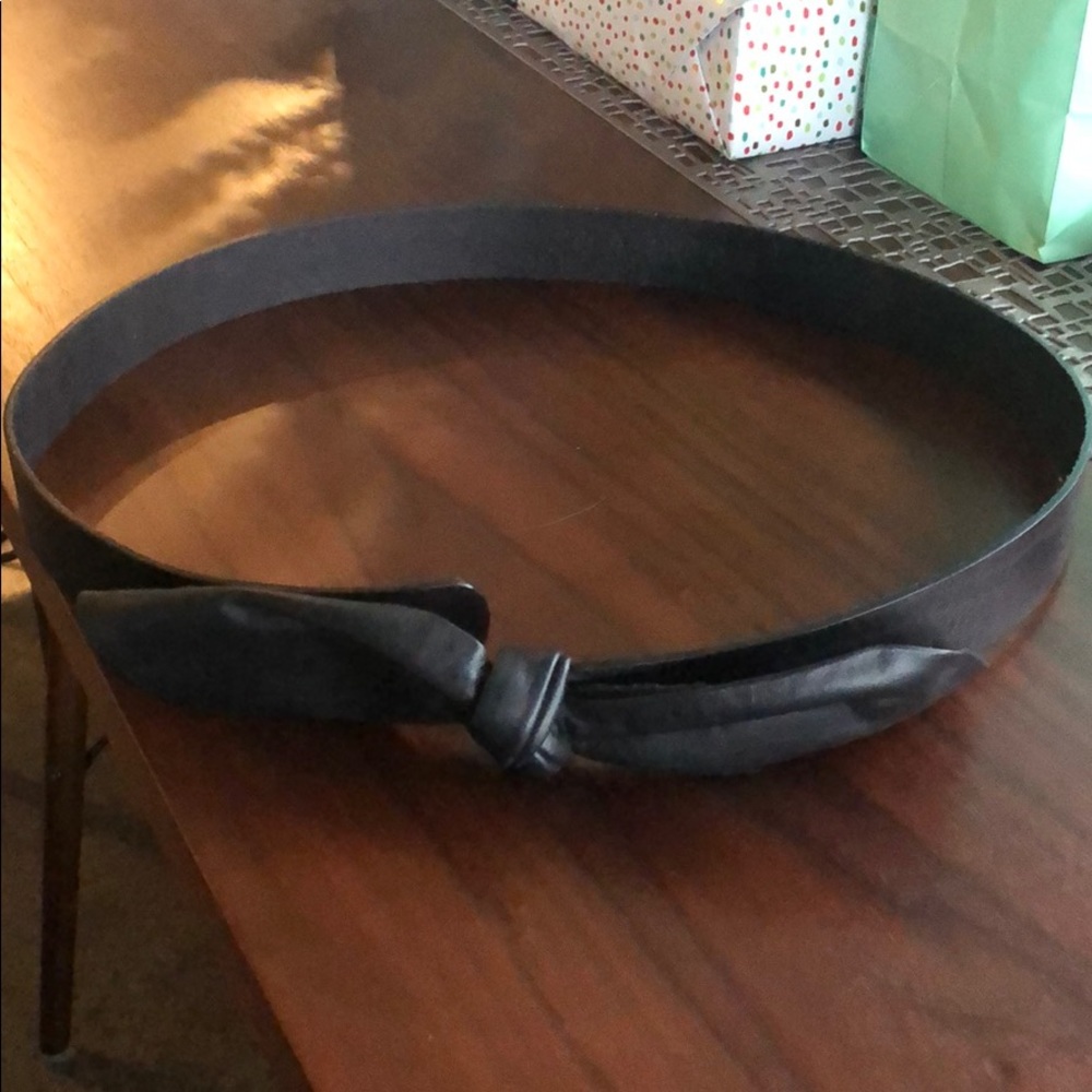 Black Leather Bow Belt